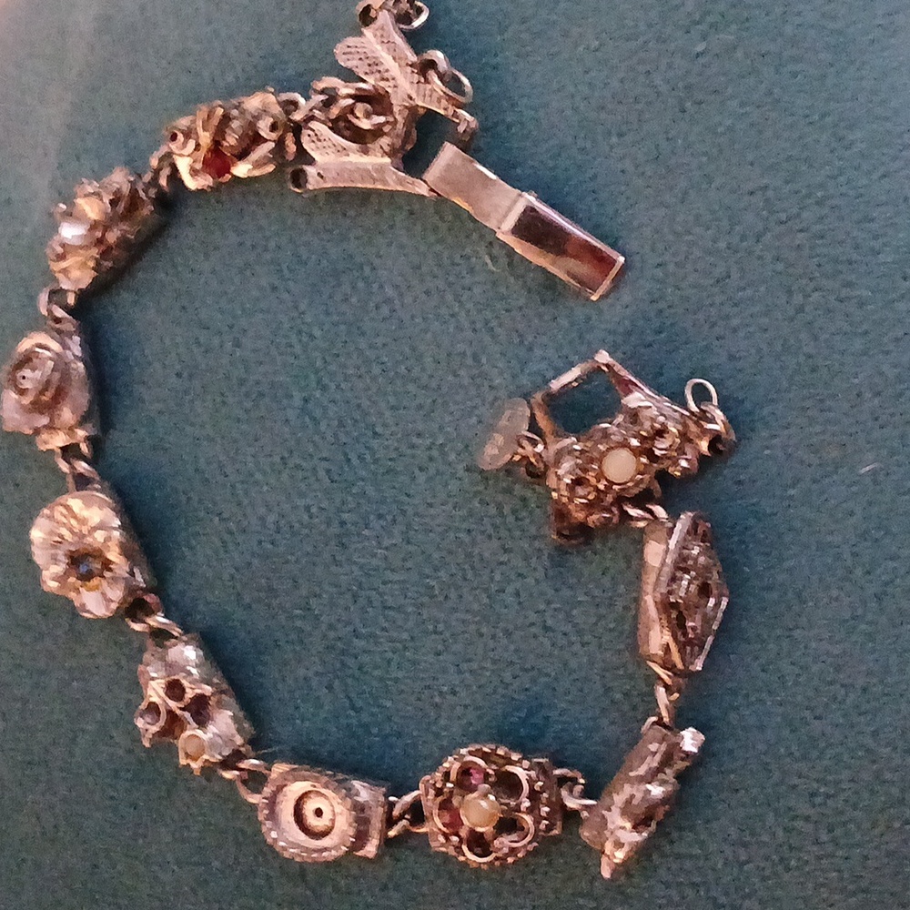 Vintage Judy Lee Silver Bracelet with Intricate Design